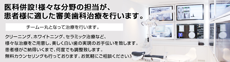 医科併設！様々な分野の担当が、患者様に適したインプラント治療を行います。